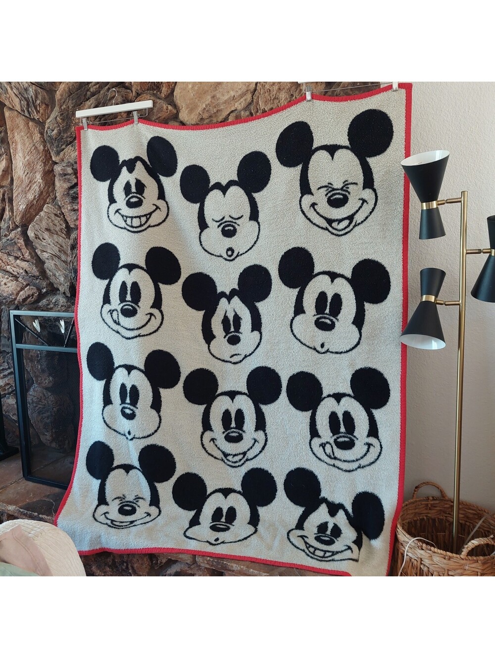 Vintage 1980s Mickey Mouse Biederlack Blanket Reversible